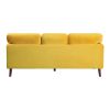 Modern Contemporary Living Room 1pc Sofa Yellow Velvet Upholstery Dark Brown Legs Solid Wood Furniture