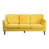 Modern Contemporary Living Room 1pc Sofa Yellow Velvet Upholstery Dark Brown Legs Solid Wood Furniture