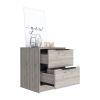 Kaia Nightstand , End Table, Side Table Two Drawers, Metal Handle -Light Gray