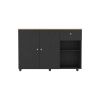 Kitchen Island Cart Victoria, Four Interior Shelves, Six Carters, One Drawer, Double Door Cabinet -Black