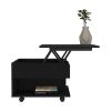 Luanda Lift Top Coffee Table, Casters, One Shelf -Black