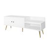 TREXM Modern Shoe Storage Bench with Hidden Storage and Upholstered Cushions for Bedside, Living Room and Entryway (White)