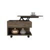 Luanda Lift Top Coffee Table, Casters, One Shelf -Dark Brown