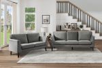 Modern Contemporary Living Room 1pc Sofa Gray Velvet Upholstery Dark Brown Legs Solid Wood Furniture