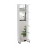 Urano Mirror Linen Cabinet, Four Interior Shelves, Five External Shelves -White