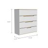 Drawer Dresser 35"H, Four Drawers, Superior Top, White / Light Oak