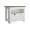 Floyd Kitchen Island 35" H , whit 2 doors, 3 shelves, White/Macadamia