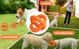 Interactive Dog Toys Detachable Dog Tug of War Toy with 2 Rings Natural Rubber Dog Chew Toys Suitable for Large Dogs for Teeth Cleaning, orange