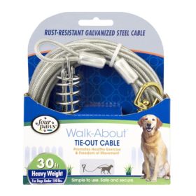 Four Paws Walk About Tie Out Cable Medium Weight for Dogs up to 100 lbs (Option: 30' Long)