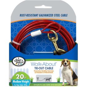 Four Paws Dog Tie Out Cable  Medium Weight (Option: 20" Long Cable)