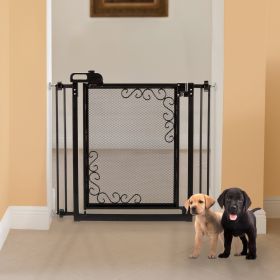 One Touch Metal Mesh Pet Gate (Option: Black)