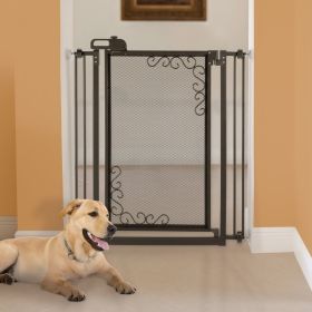 Tall One Touch Metal Mesh Pet Gate (Option: Black)