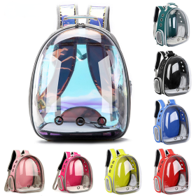 Cat bag Breathable Portable Pet Carrier Bag Outdoor Travel backpack for cat and dog Transparent Space pet Backpack (Color: Black)