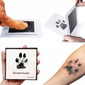 Pet Handprint And Footprint Kit For Dog & Cat; Dog Paw Print Pad Kit; Clean Touch Ink Pad For Pets; 3.7*2.2in (Color: Black)