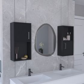 Oba 2-Pc Wall-Mounted Bathroom Medicine Cabinet with Open and Closed Storage (Color: as Pic)