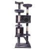 Cat Tree Cat Tower with Scratching Ball, Plush Cushion, Ladder and Condos for Indoor Cats, Gray XH