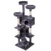 Cat Tree Cat Tower with Scratching Ball, Plush Cushion, Ladder and Condos for Indoor Cats, Gray XH